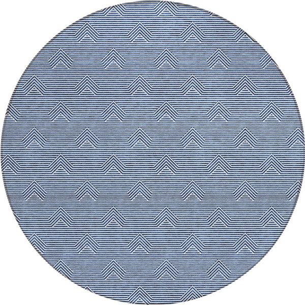 Homeroots 3' Artichoke Green & Ivory Geometric Washable Area Rug For Indoor And Outdoor Spaces, Durable Design 8' Round Polyester 594379