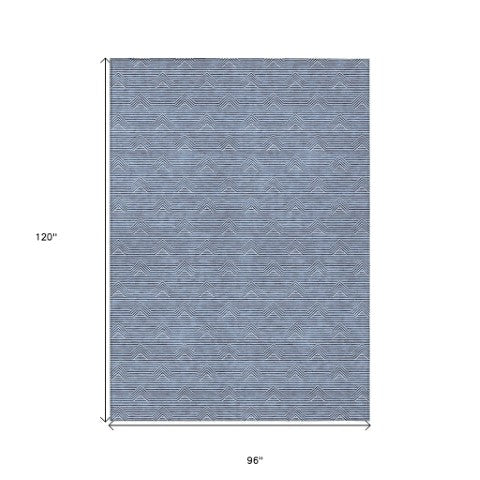 Homeroots 3' Artichoke Green & Ivory Geometric Washable Area Rug For Indoor And Outdoor Spaces, Durable Design 8' X 10' Polyester 594380