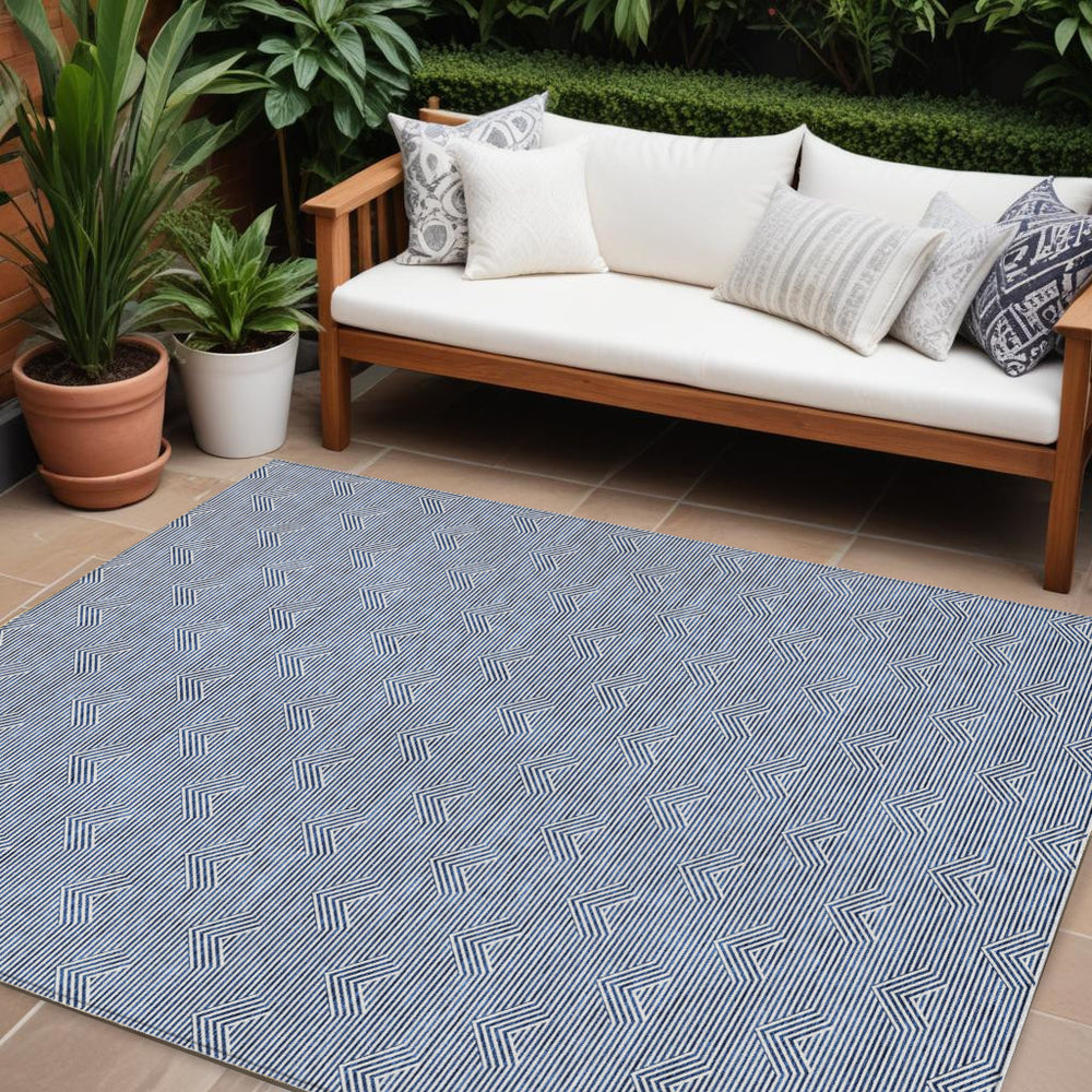 Homeroots 3' Artichoke Green & Ivory Geometric Washable Area Rug For Indoor And Outdoor Spaces, Durable Design 9' X 12' Polyester 594381