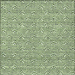 Homeroots 3' Artichoke Green & Ivory Geometric Washable Area Rug For Indoor And Outdoor Spaces, Durable Design 3' X 5' Polyester 594383
