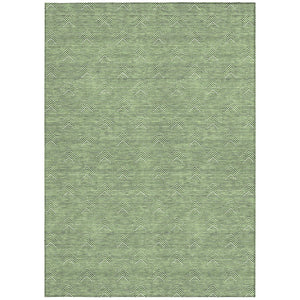 Homeroots 3' Artichoke Green & Ivory Geometric Washable Area Rug For Indoor And Outdoor Spaces, Durable Design 5' X 8' Polyester 594384