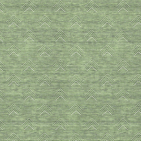 Homeroots 3' Artichoke Green & Ivory Geometric Washable Area Rug For Indoor And Outdoor Spaces, Durable Design 8' X 10' Polyester 594386
