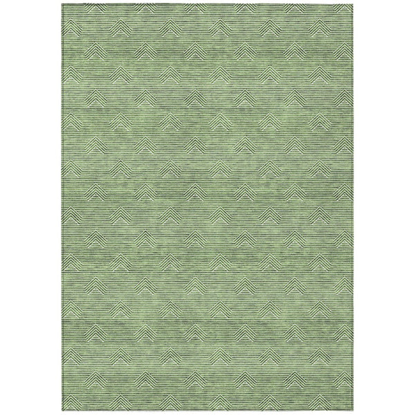 HomeRoots 9' Geometric Washable Area Rug – Stylish Green and Beige Design for Indoor & Outdoor Versatility 9' X 12' 594387