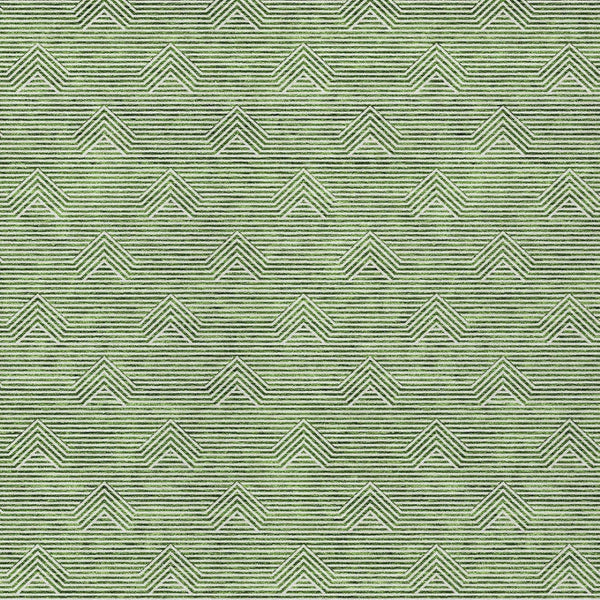 Homeroots 3' Artichoke Green & Ivory Geometric Washable Area Rug For Indoor And Outdoor Spaces, Durable Design 9' X 12' Polyester 594387