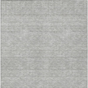 Homeroots 3' Artichoke Green & Ivory Geometric Washable Area Rug For Indoor And Outdoor Spaces, Durable Design 9' X 12' Polyester 594393