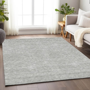 Homeroots 3' Artichoke Green & Ivory Geometric Washable Area Rug For Indoor And Outdoor Spaces, Durable Design 9' X 12' Polyester 594393