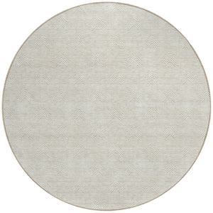 Homeroots 3' Artichoke Green & Ivory Geometric Washable Area Rug For Indoor And Outdoor Spaces, Durable Design 8' Round Polyester 594397