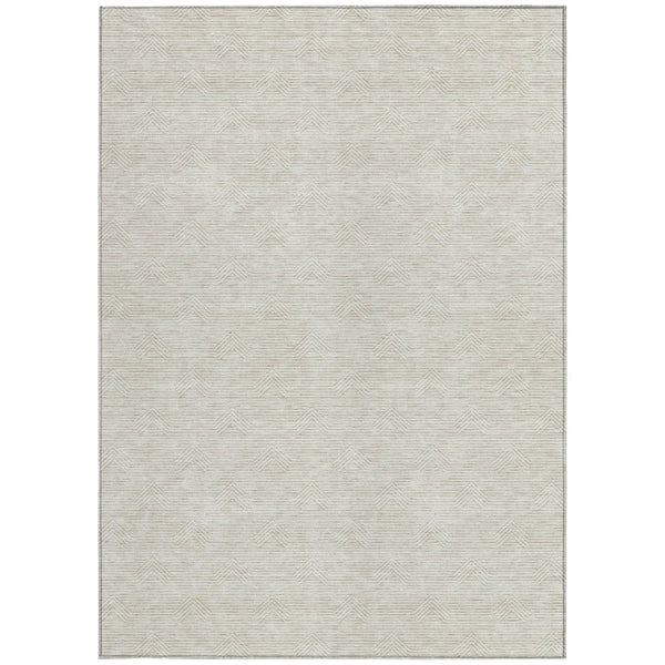 Homeroots 3' Artichoke Green & Ivory Geometric Washable Area Rug For Indoor And Outdoor Spaces, Durable Design 8' X 10' Polyester 594398