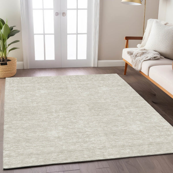 Homeroots 3' Artichoke Green & Ivory Geometric Washable Area Rug For Indoor And Outdoor Spaces, Durable Design 9' X 12' Polyester 594399