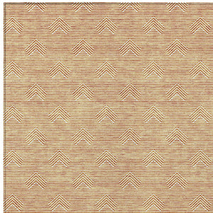 Homeroots 3' Artichoke Green & Ivory Geometric Washable Area Rug For Indoor And Outdoor Spaces, Durable Design 5' X 8' Polyester 594402