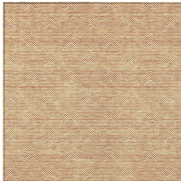 Homeroots 3' Artichoke Green & Ivory Geometric Washable Area Rug For Indoor And Outdoor Spaces, Durable Design 5' X 8' Polyester 594402