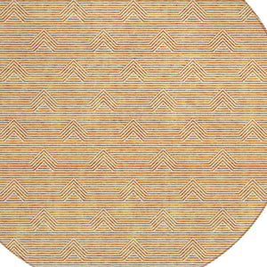 Homeroots 3' Artichoke Green & Ivory Geometric Washable Area Rug For Indoor And Outdoor Spaces, Durable Design 8' Round Polyester 594403
