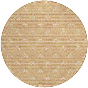 Homeroots 3' Artichoke Green & Ivory Geometric Washable Area Rug For Indoor And Outdoor Spaces, Durable Design 8' Round Polyester 594403