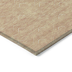 Homeroots 3' Artichoke Green & Ivory Geometric Washable Area Rug For Indoor And Outdoor Spaces, Durable Design 8' X 10' Polyester 594404