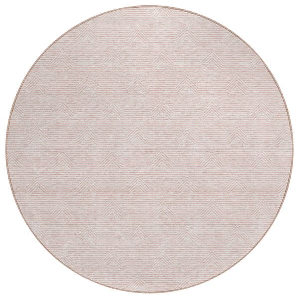 HomeRoots 5' Pink and Gray Geometric Area Rug - Washable, Durable Design for Indoor Outdoor Spaces, Easy Care 8' Round 594409