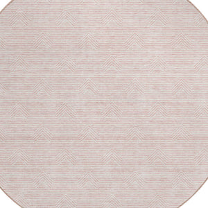 Homeroots 3' Artichoke Green & Ivory Geometric Washable Area Rug For Indoor And Outdoor Spaces, Durable Design 8' Round Polyester 594409