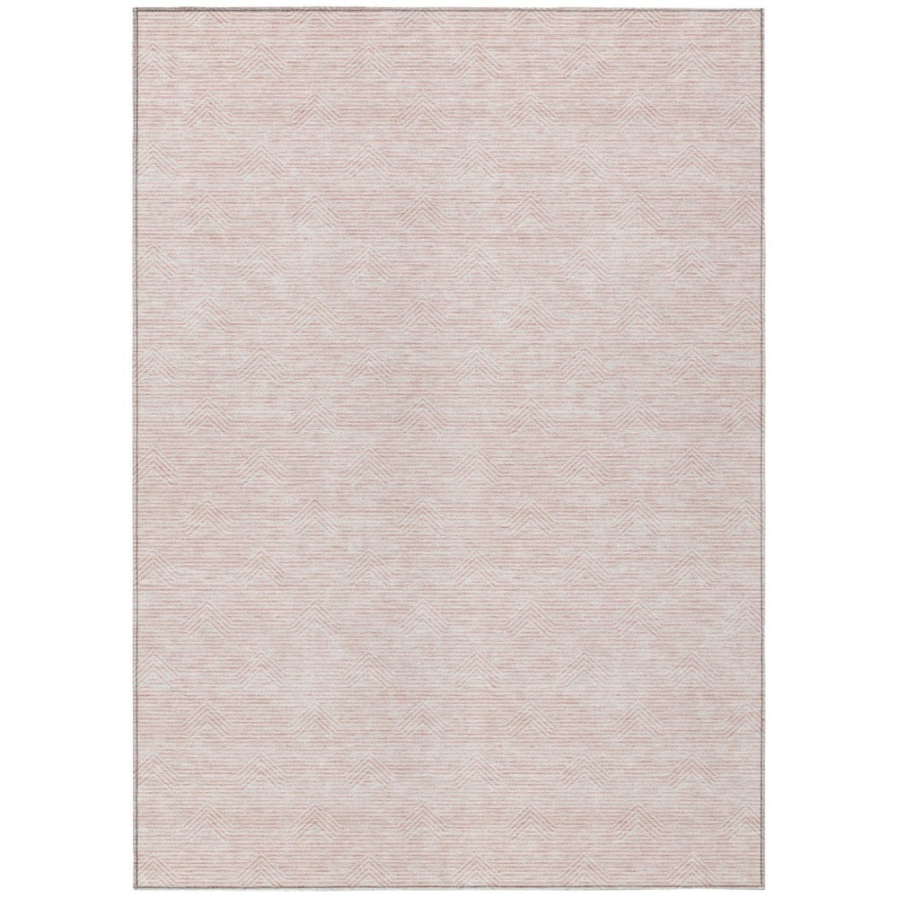 HomeRoots 5' Pink and Gray Geometric Area Rug - Washable, Durable Design for Indoor Outdoor Spaces, Easy Care 10' X 14' 594412