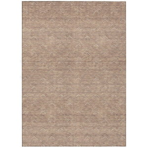 HomeRoots 5' Modern Brown and Beige Geometric Area Rug - Versatile, Washable, Indoor/Outdoor Durability 5' X 8' 594414