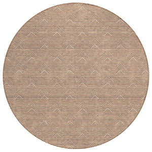 HomeRoots 5' Modern Brown and Beige Geometric Area Rug - Versatile, Washable, Indoor/Outdoor Durability 8' Round 594415