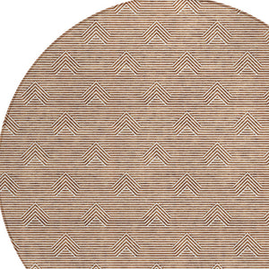 Homeroots 3' Artichoke Green & Ivory Geometric Washable Area Rug For Indoor And Outdoor Spaces, Durable Design 8' Round Polyester 594415