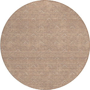Homeroots 3' Artichoke Green & Ivory Geometric Washable Area Rug For Indoor And Outdoor Spaces, Durable Design 8' Round Polyester 594415
