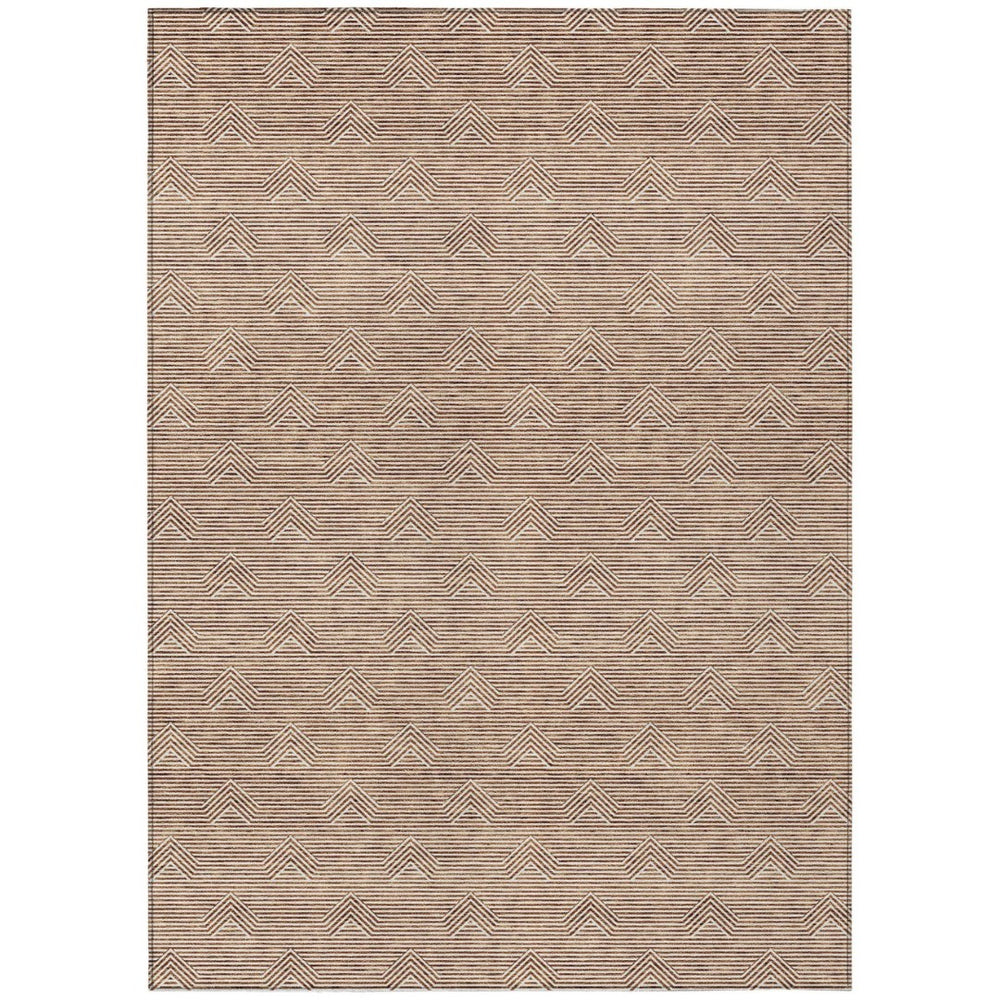 HomeRoots 5' Modern Brown and Beige Geometric Area Rug - Versatile, Washable, Indoor/Outdoor Durability 8' X 10' 594416