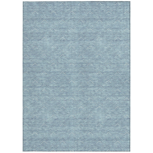 Homeroots 3' Artichoke Green & Ivory Geometric Washable Area Rug For Indoor And Outdoor Spaces, Durable Design 5' X 8' Polyester 594426