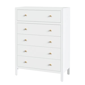 Butler Specialty Company Nora 5 Drawer Tall Dresser - Elegant Storage Solution For Any Bedroom Smooth White Mdf,Acacia Wood,Pine Wood,Veneers 5944304-butler