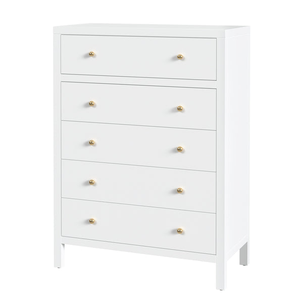Butler Specialty Company Nora 5 Drawer Tall Dresser - Elegant Storage Solution For Any Bedroom Smooth White Mdf,Acacia Wood,Pine Wood,Veneers 5944304-butler