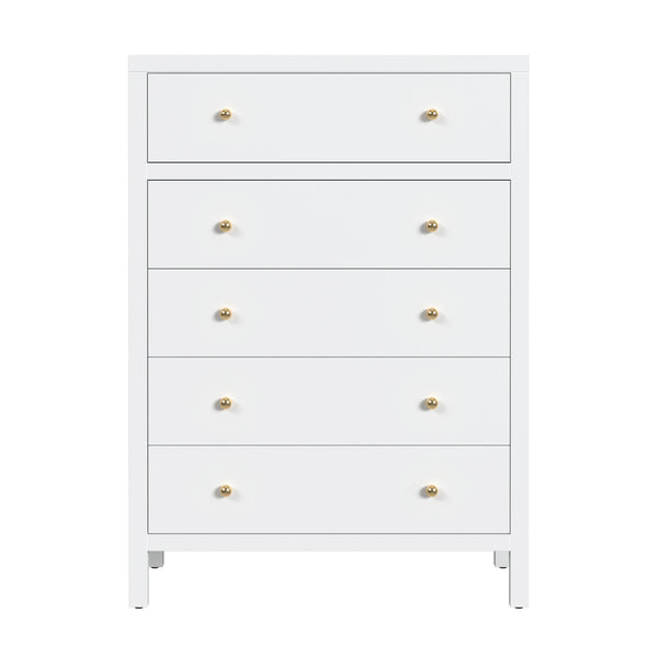 Butler Specialty Company Nora 5 Drawer Tall Dresser - Elegant Storage Solution For Any Bedroom Smooth White Mdf,Acacia Wood,Pine Wood,Veneers 5944304-butler