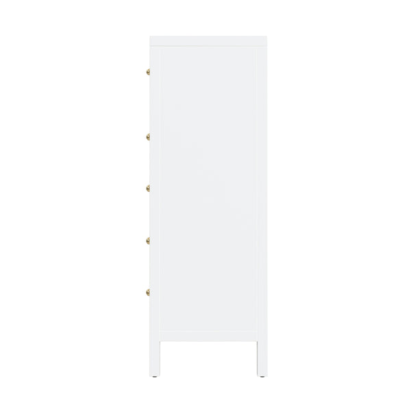 Butler Specialty Company Nora 5 Drawer Tall Dresser - Elegant Storage Solution For Any Bedroom Smooth White Mdf,Acacia Wood,Pine Wood,Veneers 5944304-butler