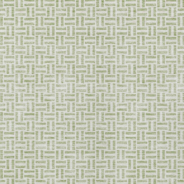 Homeroots 3' Stylish Artichoke Green And Gray Geometric Washable Rug For Indoor And Outdoor Spaces 5' X 8' Polyester 594438