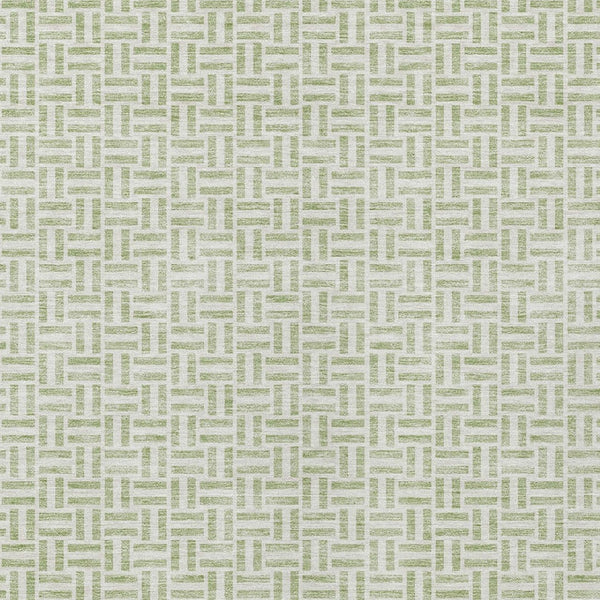 Homeroots 3' Stylish Artichoke Green And Gray Geometric Washable Rug For Indoor And Outdoor Spaces 8' X 10' Polyester 594440