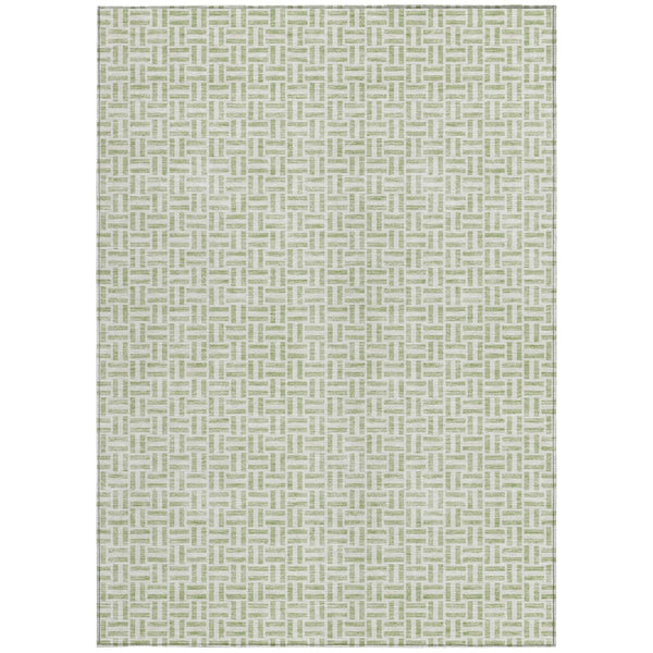 Homeroots 3' Stylish Artichoke Green And Gray Geometric Washable Rug For Indoor And Outdoor Spaces 9' X 12' Polyester 594441