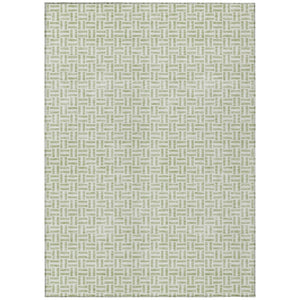 HomeRoots 9' Artichoke Green and Gray Geometric Washable Area Rug for Indoor and Outdoor Spaces, Durable Style 9' X 12' 594441