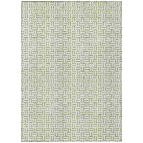 HomeRoots 9' Artichoke Green and Gray Geometric Washable Area Rug for Indoor and Outdoor Spaces, Durable Style 9' X 12' 594441