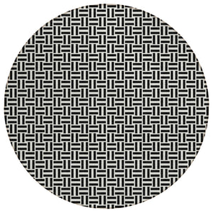 HomeRoots 5' Black And Ivory Geometric Area Rug - Versatile Indoor Outdoor Mat for Easy Care and Style 8' Round 594445
