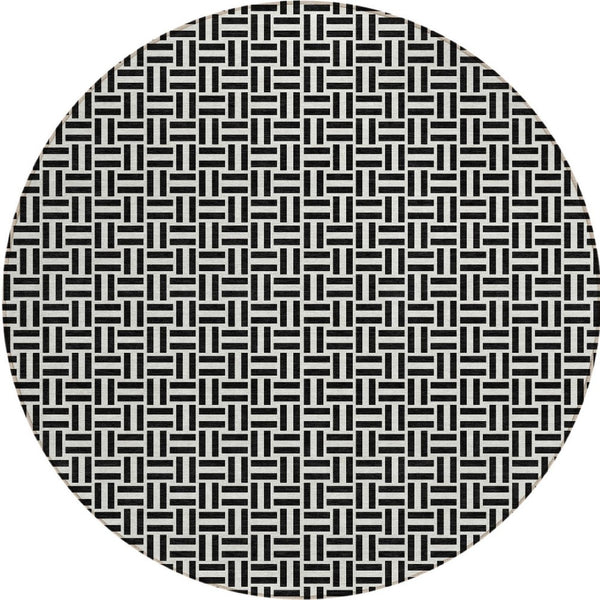 Homeroots 3' Stylish Artichoke Green And Gray Geometric Washable Rug For Indoor And Outdoor Spaces 8' Round Polyester 594445