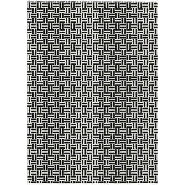 HomeRoots 5' Black And Ivory Geometric Area Rug - Versatile Indoor Outdoor Mat for Easy Care and Style 10' X 14' 594448
