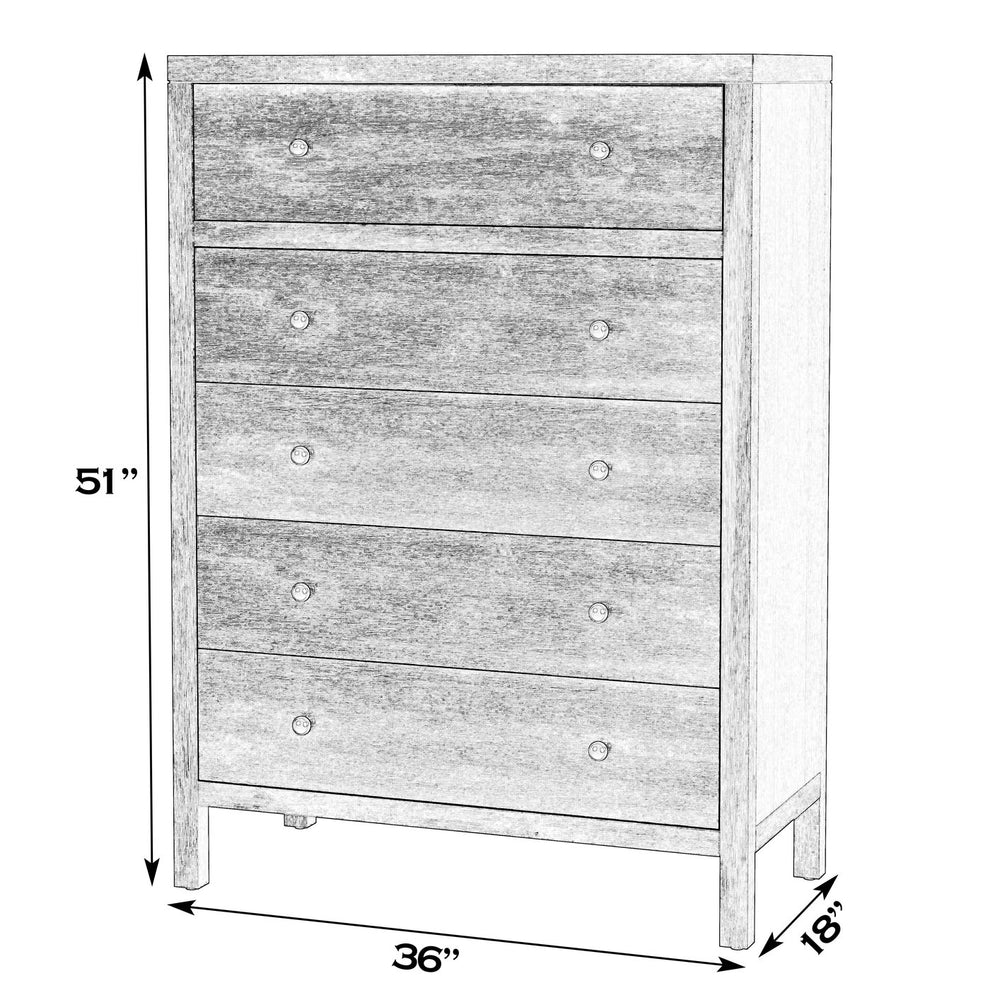 Butler Specialty Butler Nora 36 in. W Rectangular Wood 5 Drawer Tall Dresser with Soft-Close Drawers and Oak Finish Light Brown 5944492