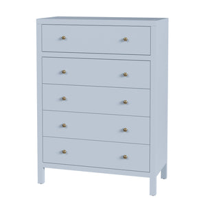 Butler Specialty Butler Nora 36 in. W Rectangular Wood 5 Drawer Tall Dresser with Soft-Close Drawers and Oak Finish Light Blue 5944522