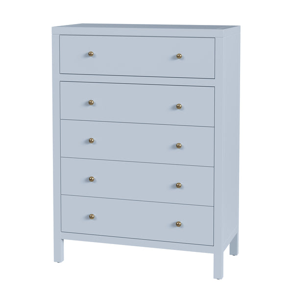 Butler Specialty Butler Nora 36 in. W Rectangular Wood 5 Drawer Tall Dresser with Soft-Close Drawers and Oak Finish Light Blue 5944522