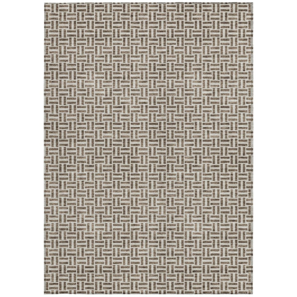 Homeroots 3' Stylish Artichoke Green And Gray Geometric Washable Rug For Indoor And Outdoor Spaces 3' X 5' Polyester 594455