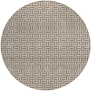 Homeroots 3' Stylish Artichoke Green And Gray Geometric Washable Rug For Indoor And Outdoor Spaces 8' Round Polyester 594457