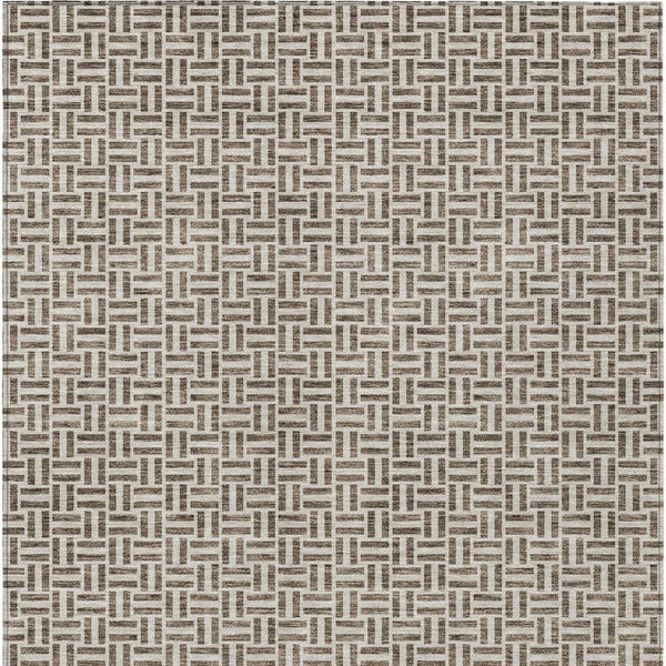 Homeroots 3' Stylish Artichoke Green And Gray Geometric Washable Rug For Indoor And Outdoor Spaces 8' X 10' Polyester 594458