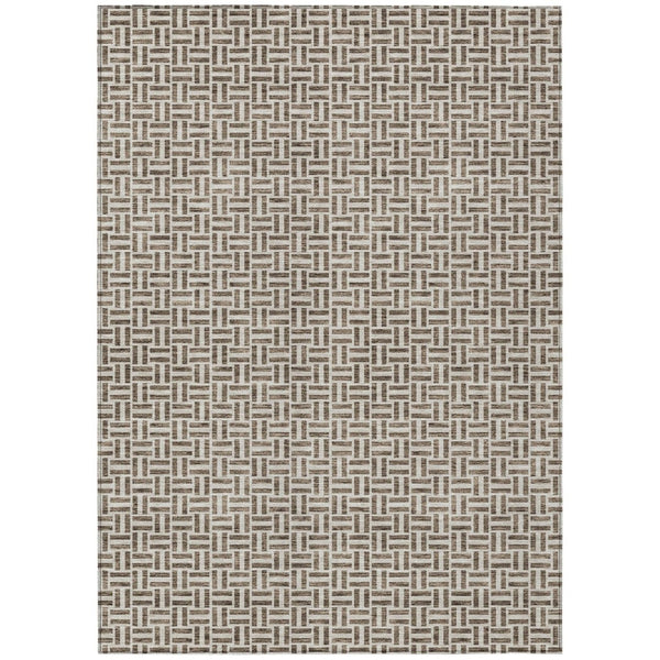 HomeRoots 5' Geometric Washable Area Rug - Stylish Brown and Beige Design for Indoor and Outdoor Spaces 8' X 10' 594458