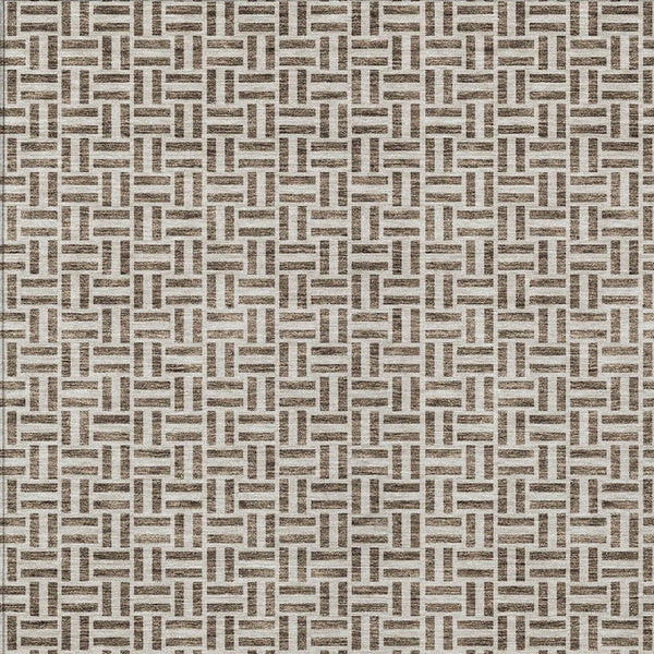 Homeroots 3' Stylish Artichoke Green And Gray Geometric Washable Rug For Indoor And Outdoor Spaces 8' X 10' Polyester 594458
