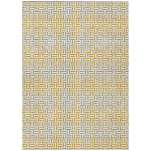 HomeRoots 5' Gold and Ivory Geometric Area Rug – Stylish, Washable, Durable for Indoor and Outdoor Spaces 5' X 8' 594462
