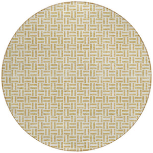 Homeroots 3' Stylish Artichoke Green And Gray Geometric Washable Rug For Indoor And Outdoor Spaces 8' Round Polyester 594463