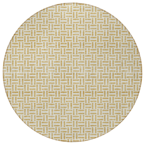 Homeroots 3' Stylish Artichoke Green And Gray Geometric Washable Rug For Indoor And Outdoor Spaces 8' Round Polyester 594463